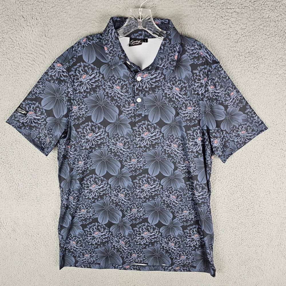 Sunday Swagger‎ Polo Shirt Mens Large Floral Stretch Golf Performance Popover